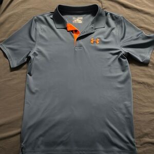 Never Worn Youth XL Under Armour Grayish-Blue and Orange Polo Golf Shirt